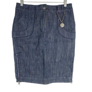 Stella McCartney H&M Denim‎ Pencil Skirt Zipper Blue Cotton Blend NWT Size 36